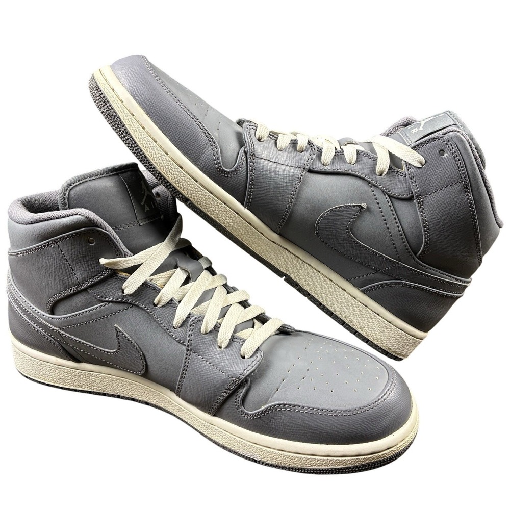 Nike Air Jordan 1 Retro Mid Cool Gray White Sneakers Mens Sz 12 Shoes 554724-003